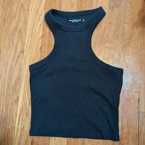 Abercrombie & Fitch Black Fitted Crop Tank Top